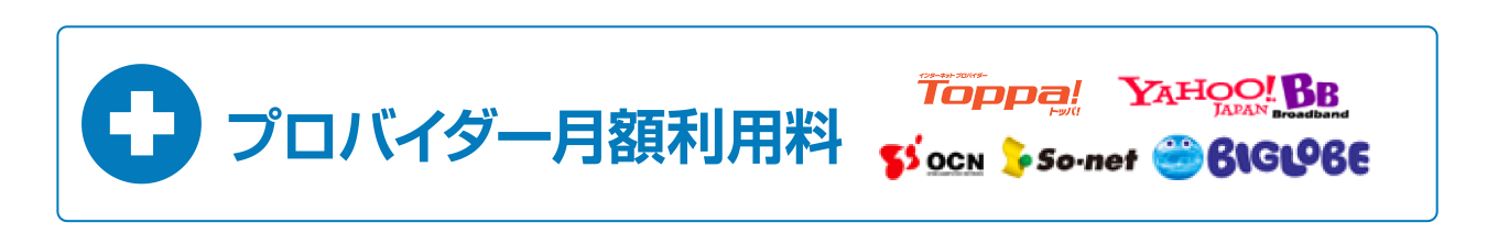 プロバイダー月額利用料が別途かかります。